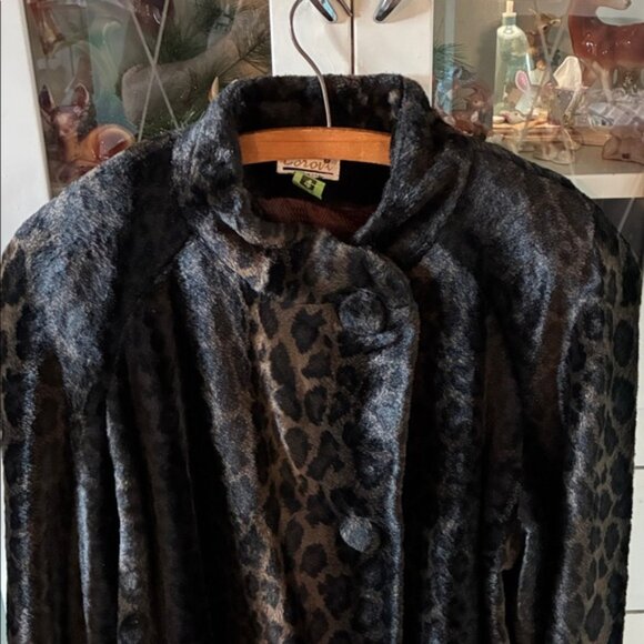Lorovi sz 12 Vintage faux fur Leopard Print Coat euc - Picture 2 of 12
